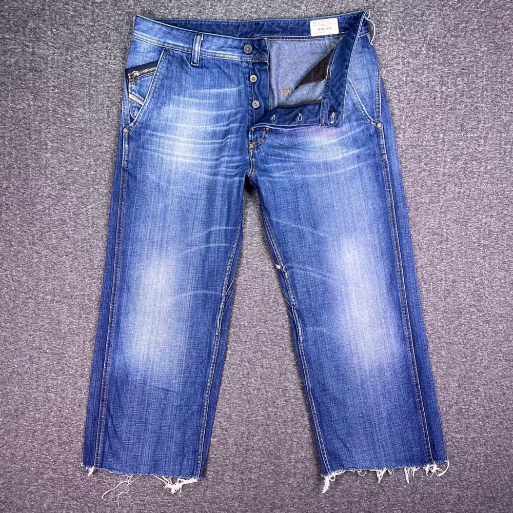 Diesel Pheyo Jeans Mens 36x24 Straight Hemmed Casual Button Fly Italy Tag34x30